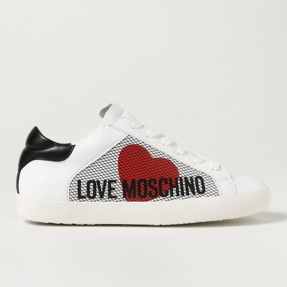 NWT Love Moschino Women's White Black Leather Low Top Sneakers Logo  Size 10/41 - Picture 16 of 16